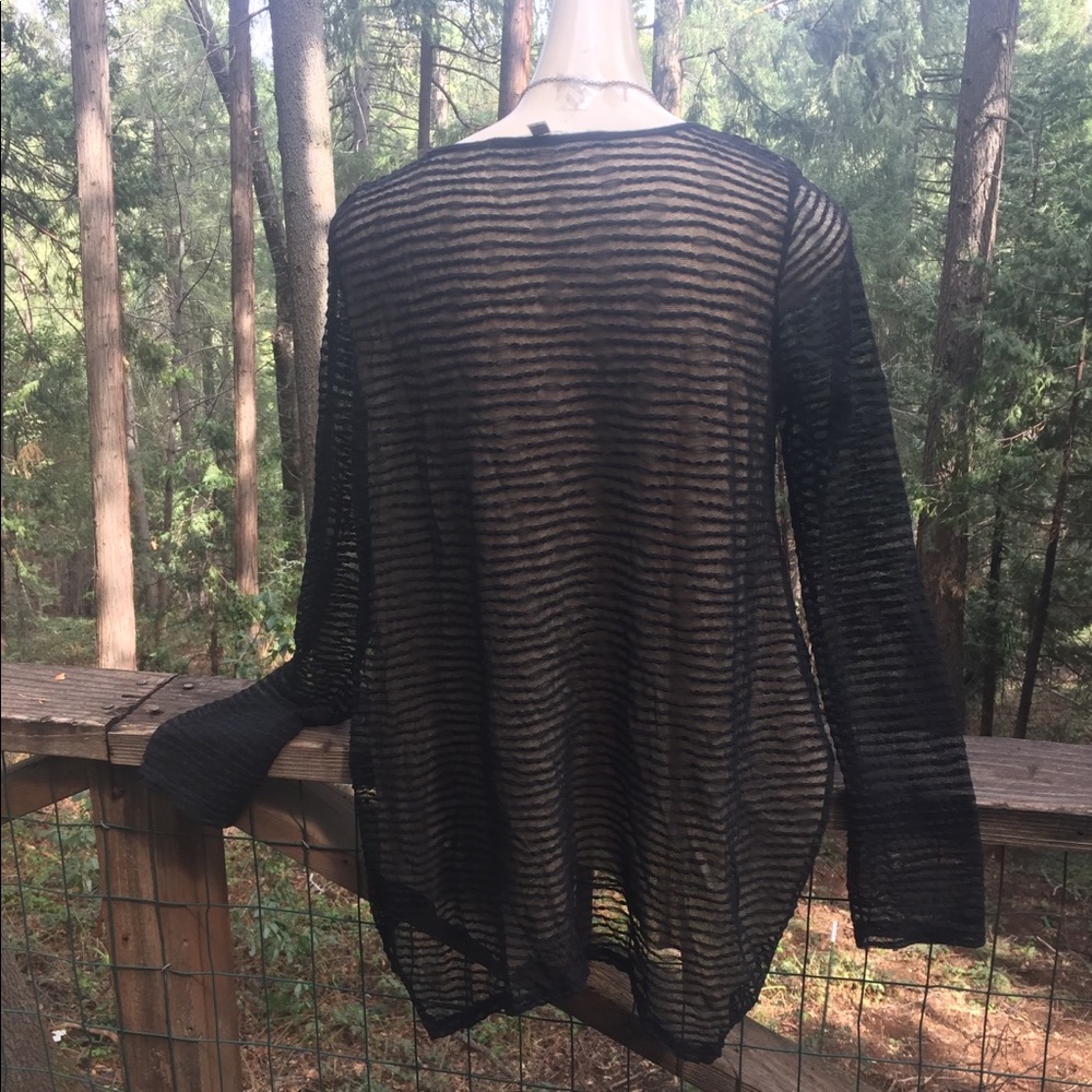 Max Studio flowy black tulle top,vintage sheer long sleeve blouse - Picture 11 of 12